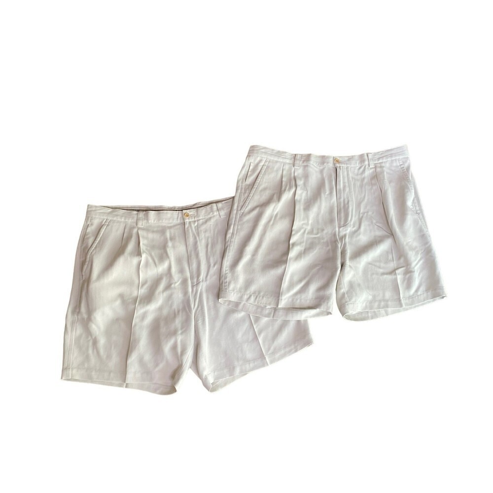 Tommy Bahama Shorts Mens 40 Silk Beige Beach Golf Pleated Relax Casual Lot of 2